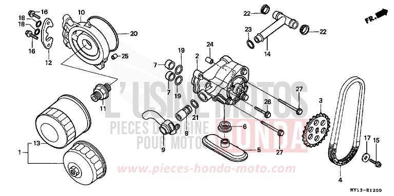OELPUMPE/OELFILTER von Africa Twin 750 MINOTAUROS GREEN METALLIC (GY112) von 1998
